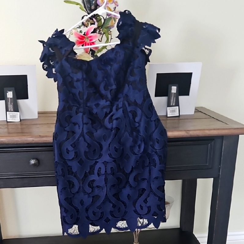 Milly Navy Blue Lace Mini Dress